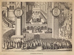 De Kroning van Koning James I door English School
