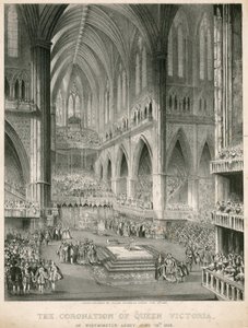 De kroning van Koningin Victoria in Westminster Abbey, 28 juni 1838 door English School