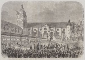 De Kroning van de Koning en Koningin van Pruisen, de Processie van de Kasteelkerk, Koningsberg, na de Kroning door English School