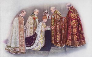 De kroning van de koningin door de aartsbisschop van Canterbury