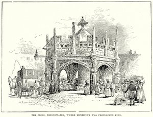 Het kruis, Bridgewater, waar Monmouth tot koning werd uitgeroepen (gravure) door English School