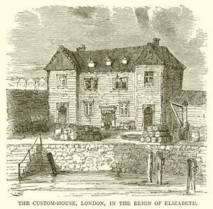 Het Douanekantoor, Londen, tijdens het Regeer van Elizabeth