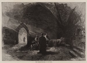 De sterfkamer van Columbus (gravure) door English School