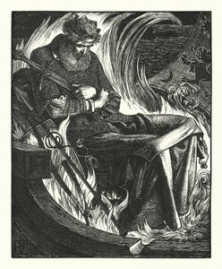 De Dood van Koning Warwolf (gravure) door English School