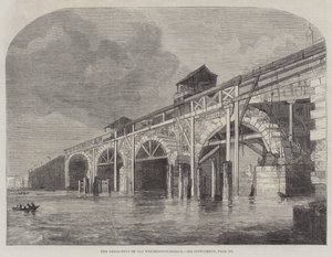 De Sloop van de Oude Westminster-Brug (gravure) door English School