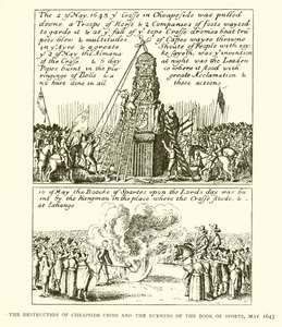 De Vernietiging van Cheapside Cross en het Verbranden van het Boek der Sporten, mei 1643