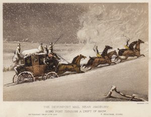 De Devonport-post, nabij Amsbury, door een sneeuwdrift