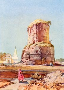 De Dhamek Stupa, Sarnath, Uttar Pradesh, uit De Wonderen van de Wereld, uitgegeven ca. 1920 door English School
