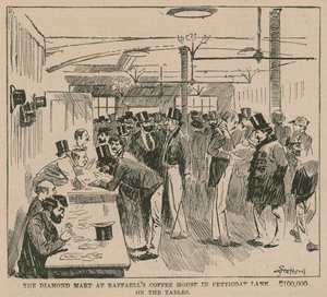 De Diamantmarkt bij Raffaells Coffee House in Petticoat Lane door English School