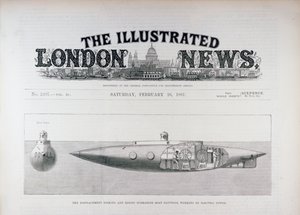De Verplaatsing Zinkende en Stijgende Onderzeeër Nautilus, Werkend op Elektrische Kracht, uit The Illustrated London News, 26 februari 1887 door English School