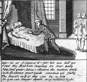 De Dokter in Arbeid, of de Nieuwe Gril uit Guildford, c.1726 door English School