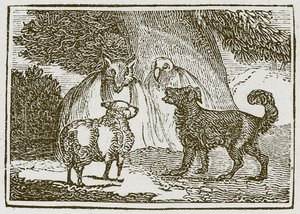 De hond en het schaap (gravure) door English School