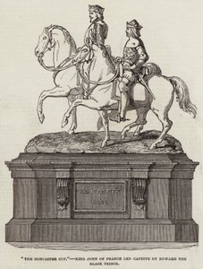 "De Doncaster Cup", koning Jan van Frankrijk gevangen genomen door Edward de Zwarte Prins (gravure) door English School
