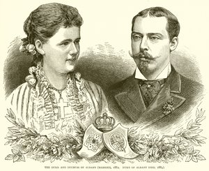 De hertog en hertogin van Albany (getrouwd, 1882. Hertog van Albany overleden, 1884) door English School