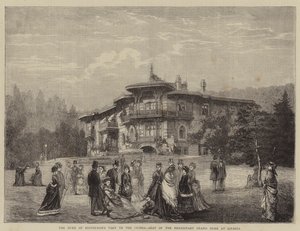 Het Bezoek van de Hertog van Edinburgh aan de Krim, Zetel van de Erfelijke Groothertog in Livadia (gravure) door English School