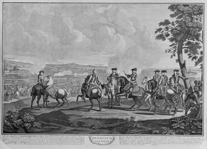 De hertog van Marlborough (1650-1722) en zijn staf bij de Slag bij Blenheim op 13 augustus 1704 door English School