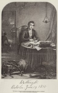 De Hertog van Wellington schrijft het bericht na Waterloo door English School