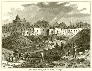 De vuilnisbergen, Somers Town, in 1836 door English School