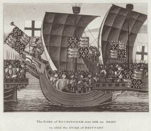De Graaf van Buckingham gestuurd met een Leger om de Hertog van Bretagne te helpen door English School