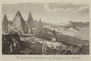 De Egyptische piramides met een uitzicht op een deel van de Nijl