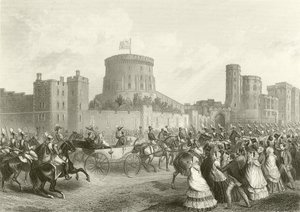 De keizer en keizerin van Frankrijk in Kasteel Windsor door English School