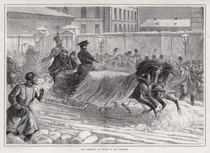 De Keizer van Rusland in zijn Droshky (gravure) door English School