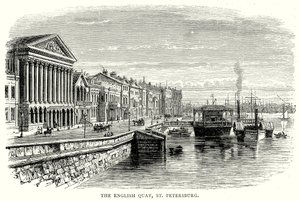 De Engelse kade, Sint-Petersburg (gravure)