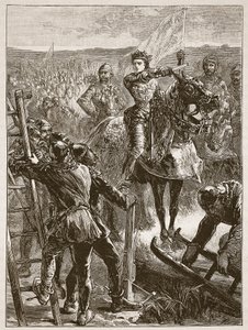 De Engelsen voor Harfleur, illustratie uit Cassells Geïllustreerde Geschiedenis van Engeland door English School