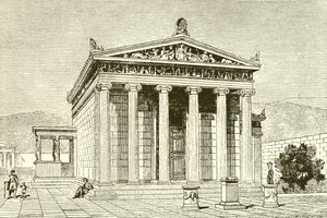 Het Erechtheion, een beroemde tempel in Athene voor de held Erectheios