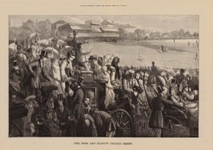 De cricketwedstrijd van Eton en Harrow (gravure)