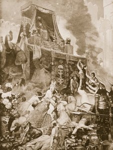 De val van Nineve, illustratie uit Hutchinsons Geschiedenis van de Naties, ca. 1910-15 door English School