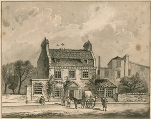 The Farthing Pie House, Londen, originele tekening gedateerd 1820 door English School