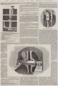 Het fatale ongeval in de New Hartley mijn (gravure)