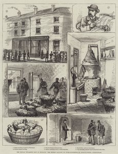 Het Fenian Dynamietcomplot in Engeland, de geheime fabriek van nitroglycerine in Ledsam-Street, Birmingham door English School
