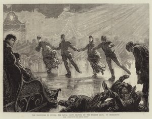 De Festiviteiten in Rusland, het Koninklijke Gezelschap Schaatst op de Engelse Kade, St. Petersburg door English School