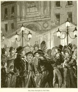 De eerste gaslamp in Pall Mall door English School