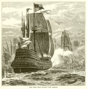 Het eerste schot tegen de Armada door English School