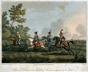 De vlucht van Bonaparte van het slagveld van Waterloo in 1815