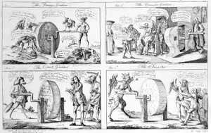 De buitenlandse slijper, de huishoudelijke slijper, de hofslijper, de afwerker, 1757