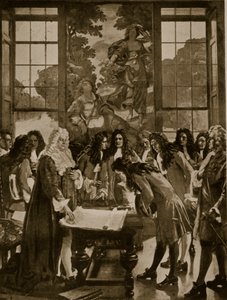 De oprichting van de Bank of England, 1694, illustratie uit Hutchinsons Story of the British Nation, ca. 1923 door English School