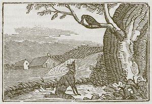 De vos en de kraai (gravure) door English School