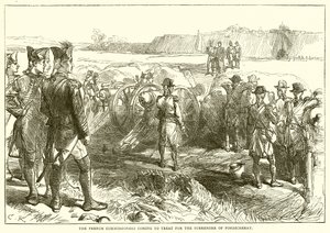 De Franse commissarissen komen om te onderhandelen over de overgave van Pondicherry (1761)