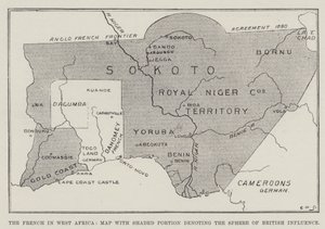 De Fransen in West-Afrika, Kaart met Gearceerd Deel dat de Invloedssfeer van Groot-Brittannië Aangeeft door English School