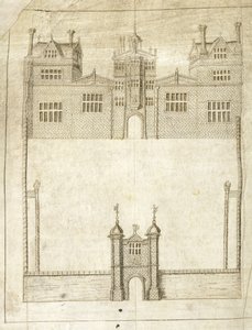 De Voorkant van Wilton House (detail) door English School