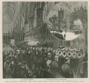 De uitvaartdienst voor wijlen Lord Shaftesbury in Westminster