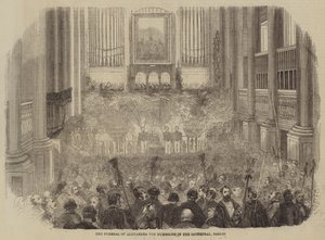 De begrafenis van Alexander von Humboldt in de kathedraal, Berlijn (gravure) door English School