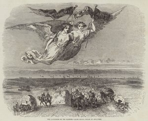 De verzameling van de naties, allegorisch ontwerp door Johannot door English School