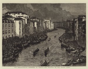 Het geografisch congres in Venetië, de regatta op het Canal Grande