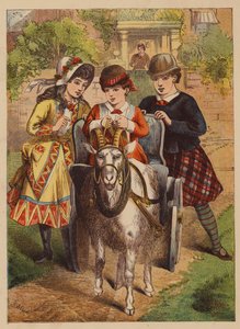 De geitenstoel (kleurenlitho) door English School