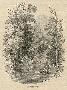De Gotische ruïnes in Vauxhall Gardens door English School